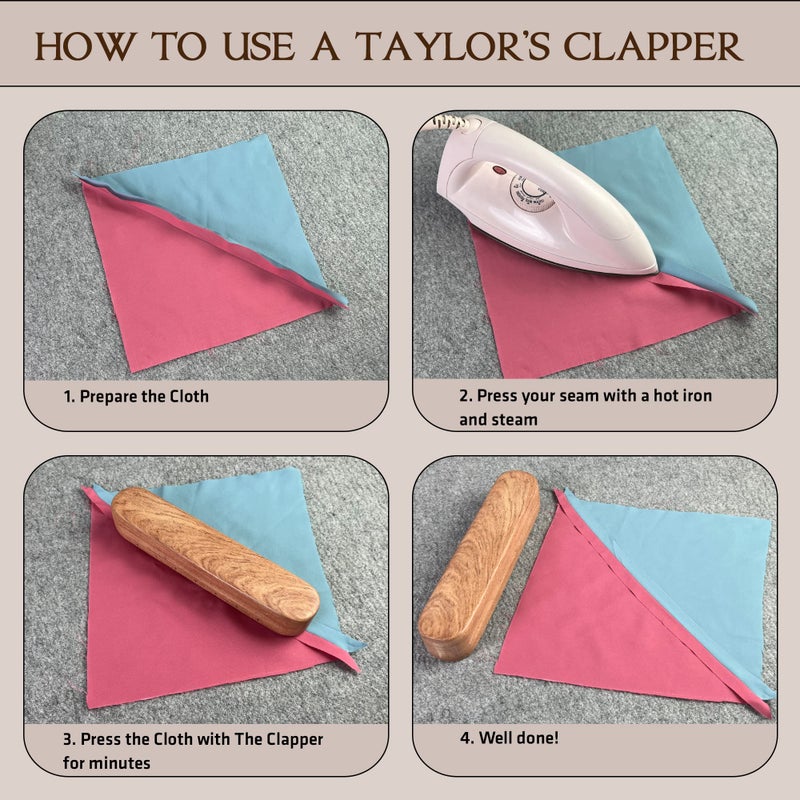 Savina Tailors Clapper for Quilting  Hard Wood Professional Multipurpose Durable for Seam Ironing  Flattening Tool. Great for Setting Fabric Folds  Accenting  Clothing Wrinkle Sewing. - Image 4